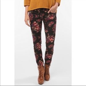 BDG Floral Cigarette Mid Rise Jeans